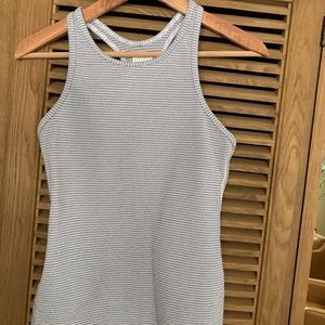 Outdoor Voices tank top white blue stripe T-back S